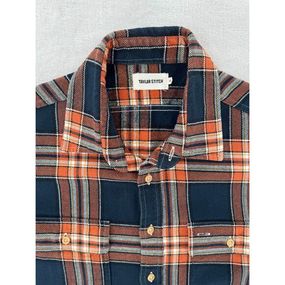 Taylor Stitch The Ledge Shirt 40 M Rust Plaid Navy Heavyweight Flannel - Picture 4 of 8
